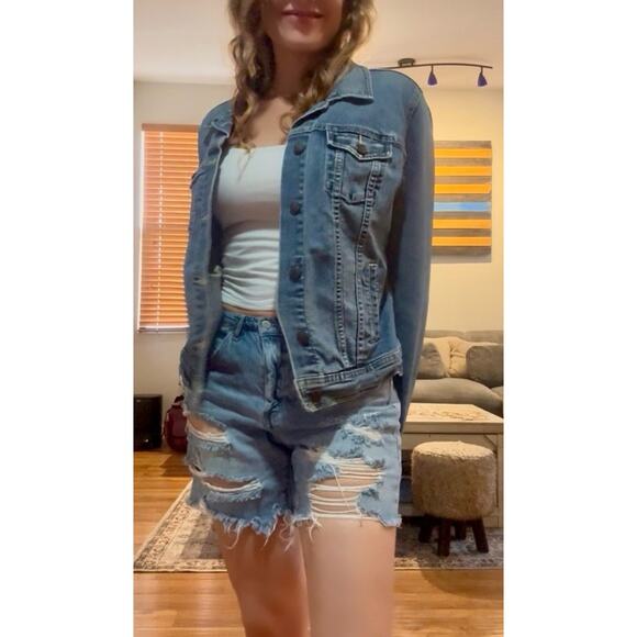 BARBIE Pink Heart Rhinestone Reworked Denim Jacket Upcycled Retro Size Large - Picture 2 of 9